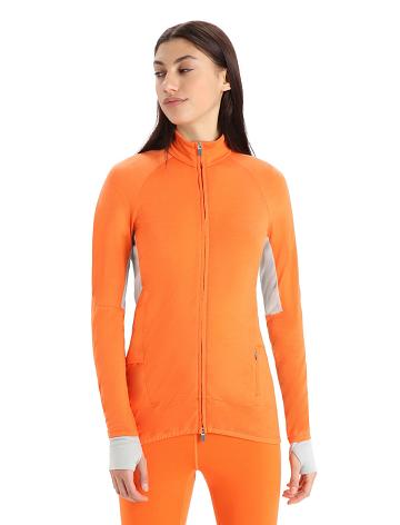 Dámské Mikiny S Kapucí Icebreaker ZoneKnit™ Merino Long Sleeve Zip Oranžové Béžový | CZ 1280PJJQ